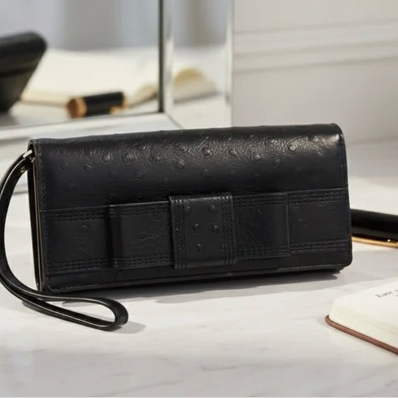 kate spade Handbags - Kate Spade | Large Black Bow Leather Wallet / Wristlet